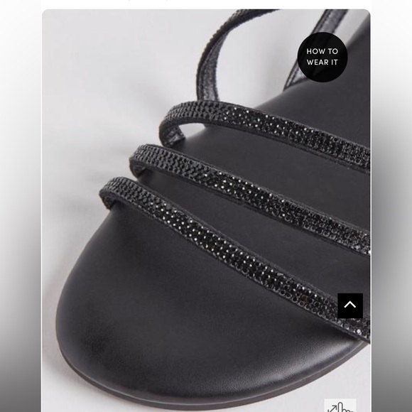 SIZE 8 WW EMBELLISHED ASYMMETRIC STRAPPY SANDALS WOMENS NWT BLACK - Picture 4 of 6